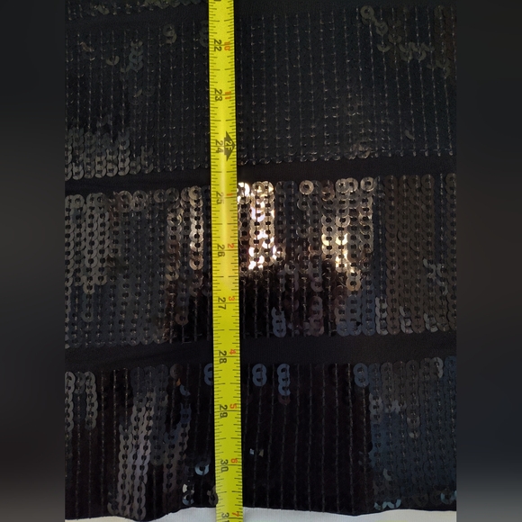 Theory Black Sequin 3/4 Length Long Sleeve Shift Dress Medium Like New - Picture 6 of 10